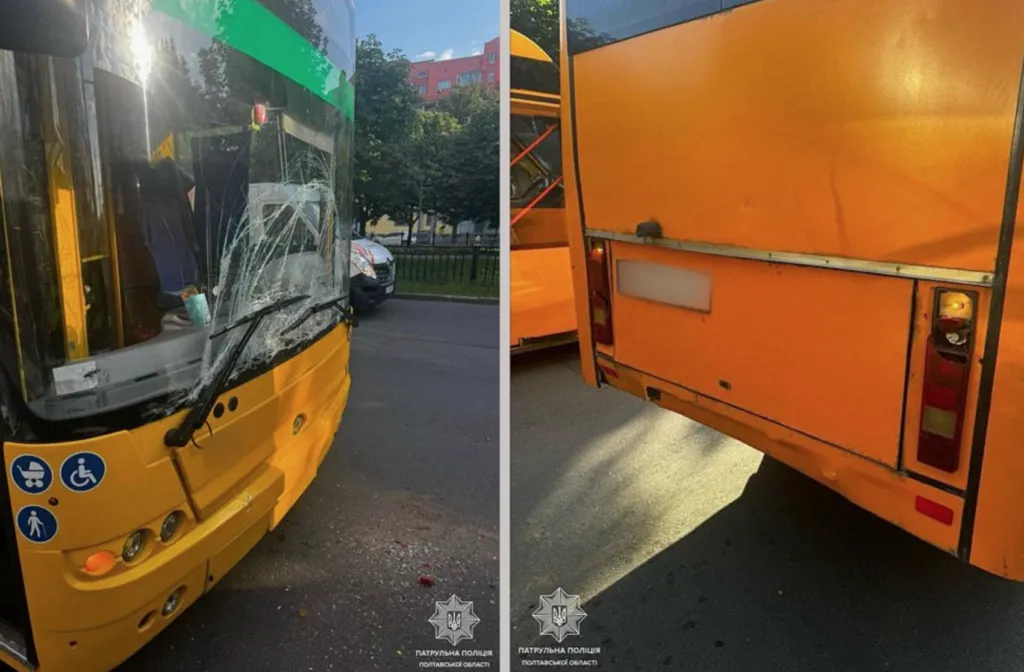 В Полтаві сталося ДТП за участю тролейбуса та маршрутки