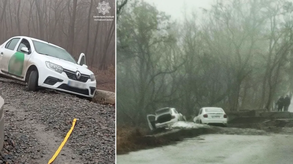 Аварія на Монастирській горі: водій таксі намагався об'їхати провалля і мало не впав у прірву