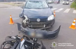 У Полтаві мотоцикліст потрапив до лікарні після зіткнення з легковиком