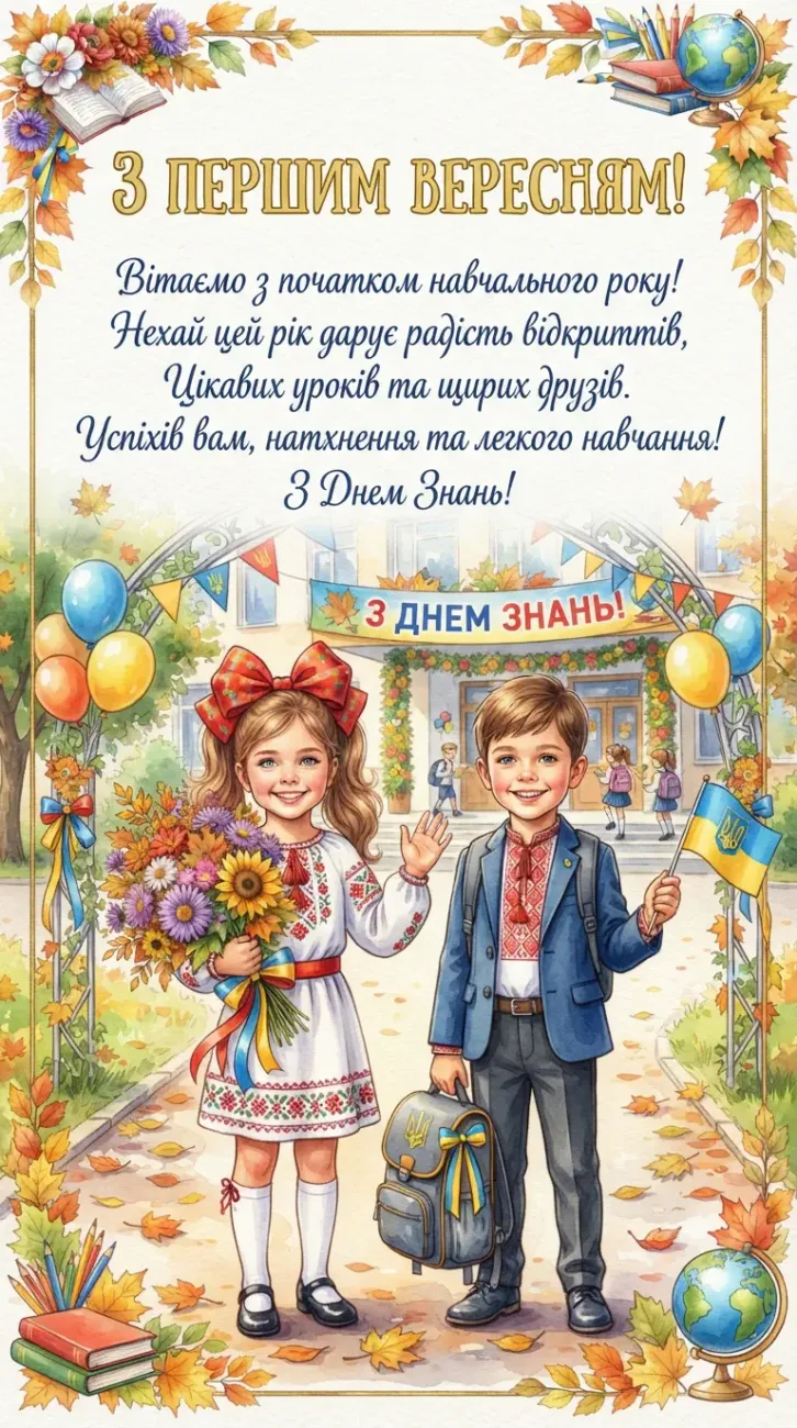 Привітання з 1 вересня 2026: смішні, теплі та щирі слова для тих, хто сьогодні повертається до школи