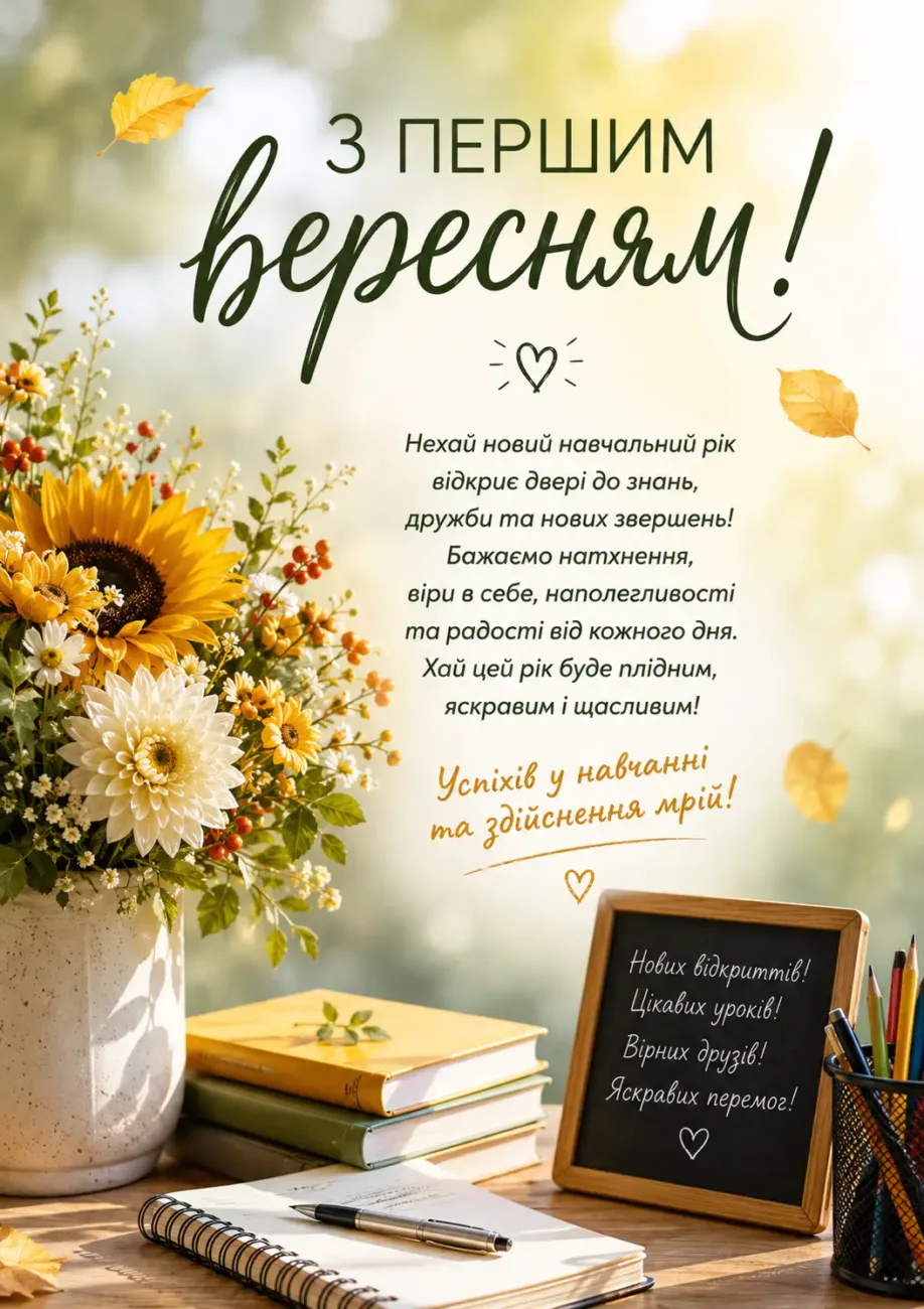 Привітання з 1 вересня 2026: смішні, теплі та щирі слова для тих, хто сьогодні повертається до школи