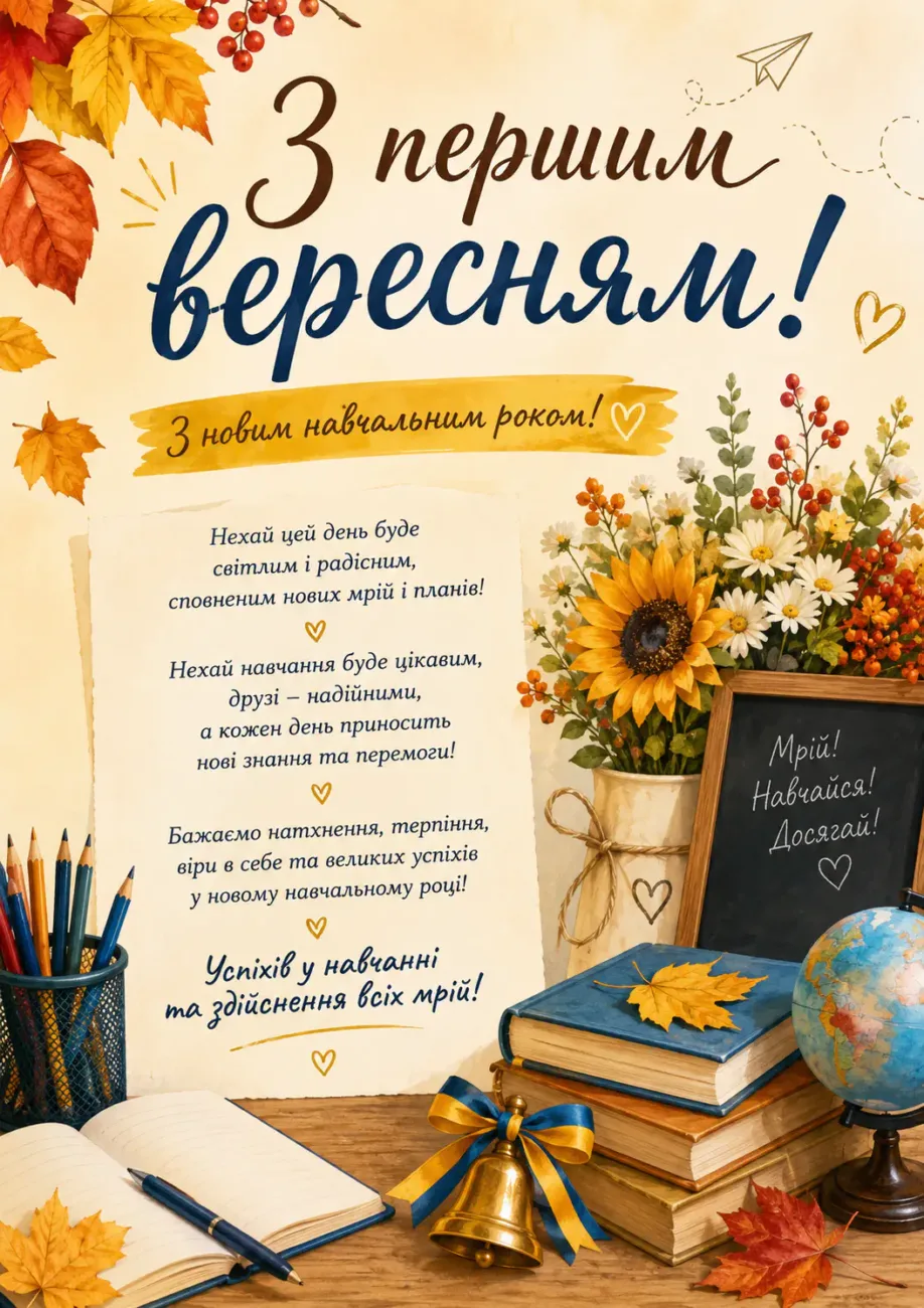 Привітання з 1 вересня 2026: смішні, теплі та щирі слова для тих, хто сьогодні повертається до школи